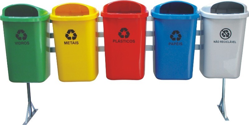 Conjunto para Coleta Seletiva com 5 cestos de 50 litros