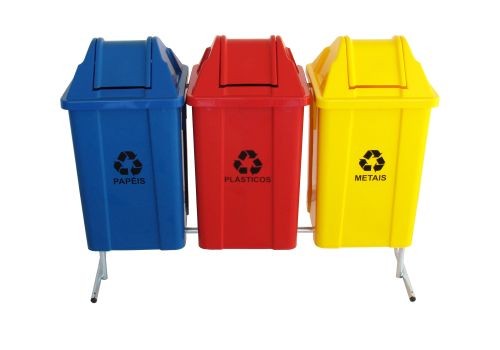  Conjunto para Coleta com 3 Cestos Quadrados de 100 litros - JSN