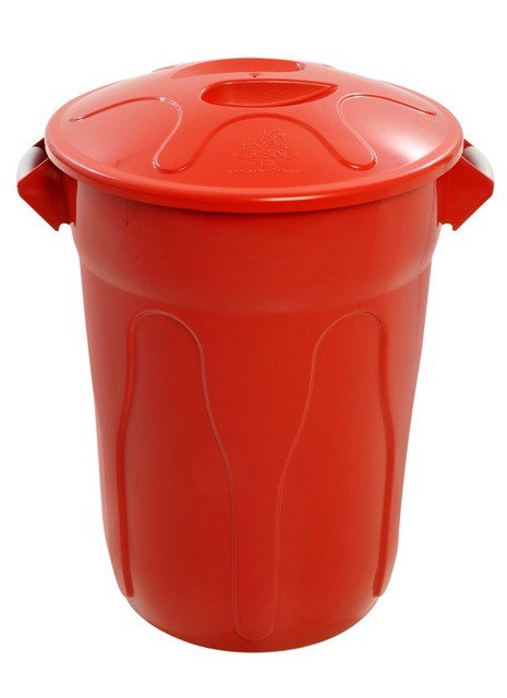 Cesto Plástico 100 Litros com Tampa - Vermelho