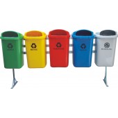 Conjunto para Coleta Seletiva com 5 cestos de 50 litros