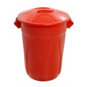 Cesto Plástico 100 Litros com Tampa - Vermelho